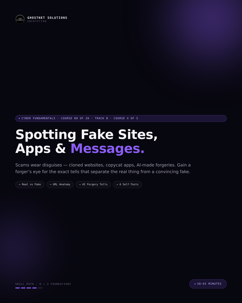 Spotting Fake Sites, Apps & Messages — Cyber Fundamentals Course 09