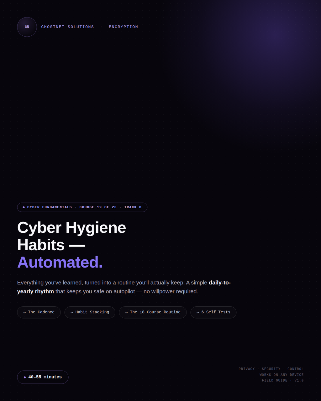 Cyber Hygiene Habits — Cyber Fundamentals Course 19 (Track D)