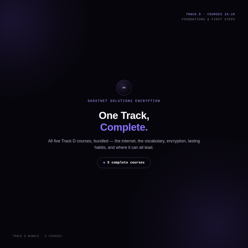 Foundations & First Steps — The Complete Track D Bundle (Courses 16–20)
